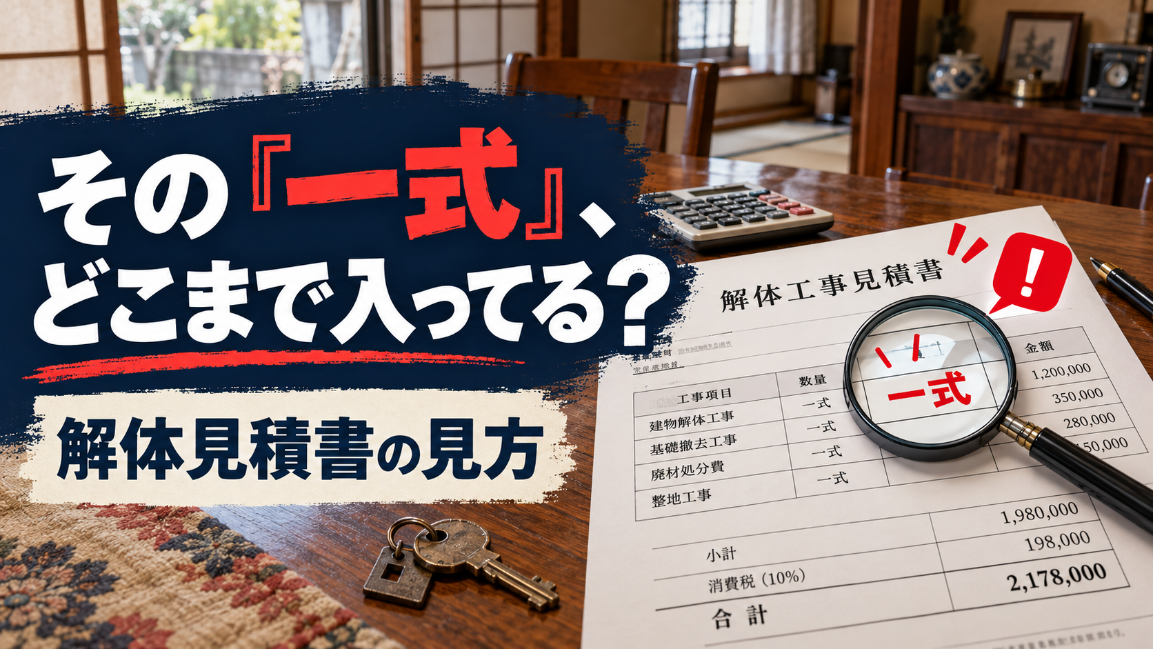 解体見積書の「一式」はどこまで含む?契約前に聞きたい5項目